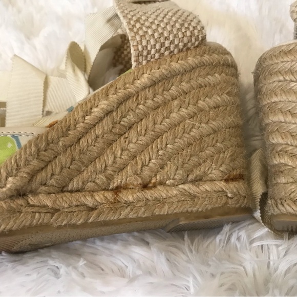 Coach Logo "Mindy"  Espadrille Wedges with Ankle Ties Size 9 - Picture 9 of 13